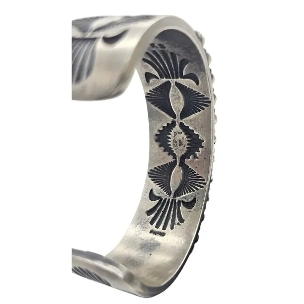 Kirk Smith Navajo Double Row Sterling Silver & Turquoise Cuff Bracelet Rare 118g